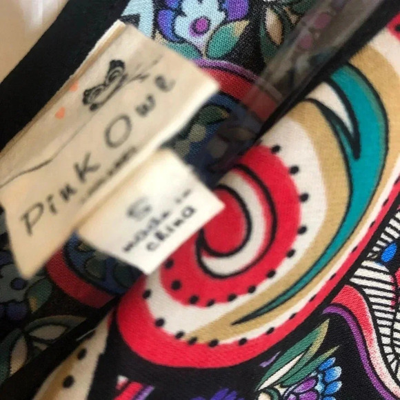 Pink owl multicolored shirt with bell sleeves B25 - Picture 2 of 2